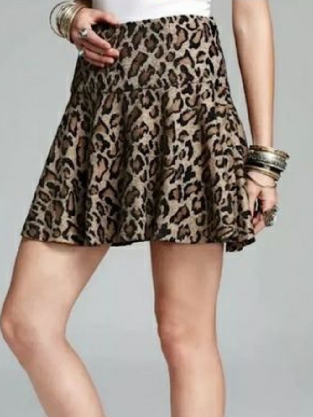 Free People Cheetah Woven Chenille Skater Skirt
